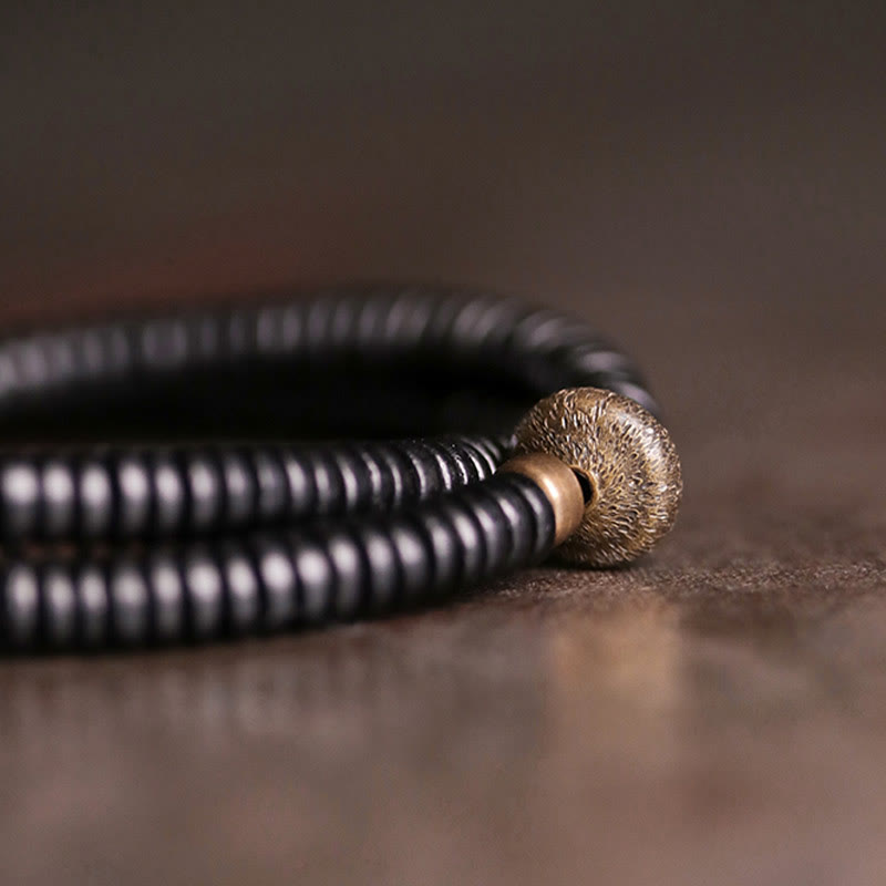 Nimara Ritual Ebony Wood Copper Brass Peace Double Wrap Bracelet