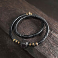 Nimara Ritual Ebony Wood Copper Brass Peace Double Wrap Bracelet