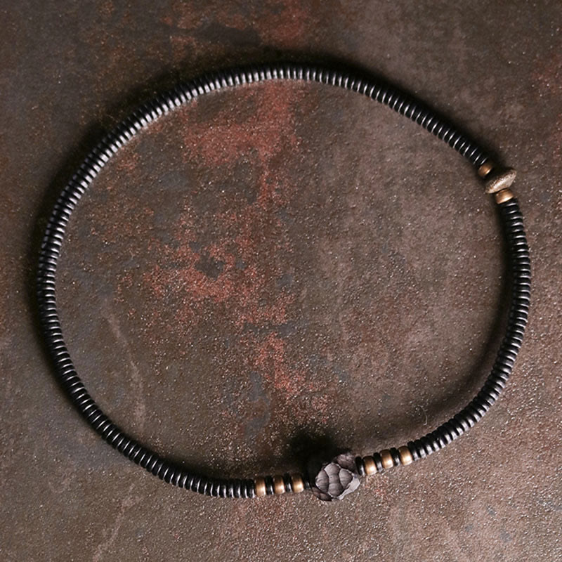 Nimara Ritual Ebony Wood Copper Brass Peace Double Wrap Bracelet