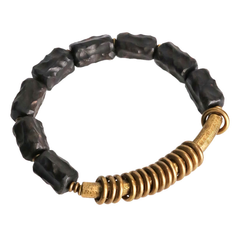 Nimara Ritual Ebony Wood Copper Brass Circular Ring Peace Bracelet