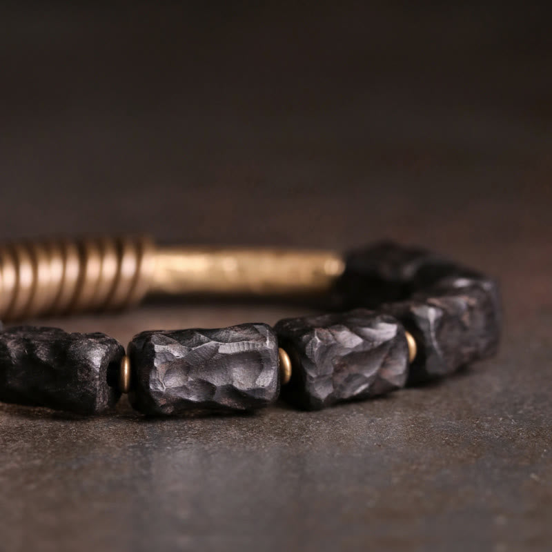 Nimara Ritual Ebony Wood Copper Brass Circular Ring Peace Bracelet