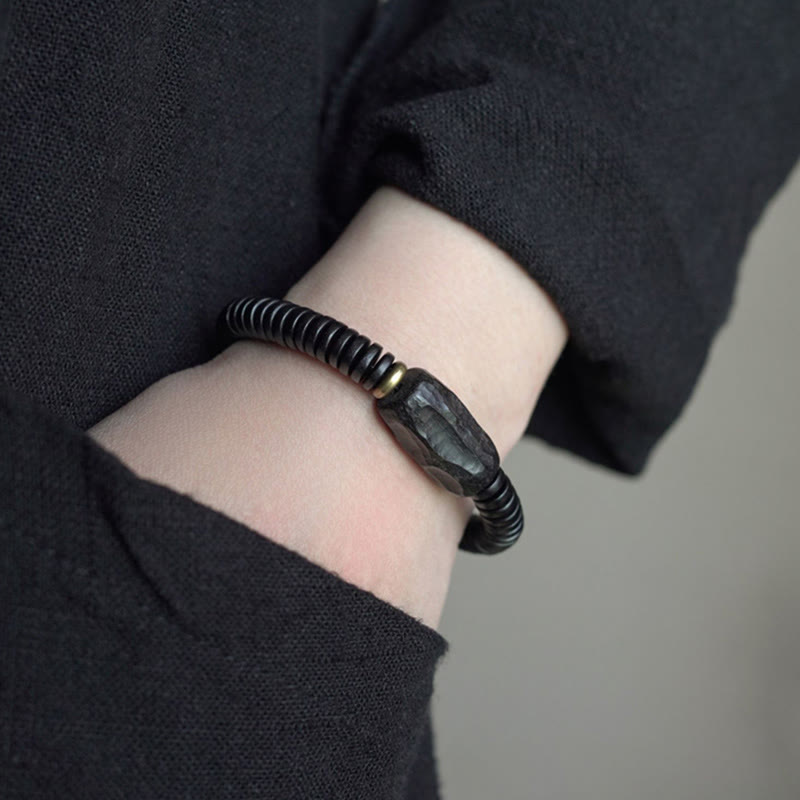 Nimara Ritual Ebony Wood Copper Brass Holey Balance Bracelet