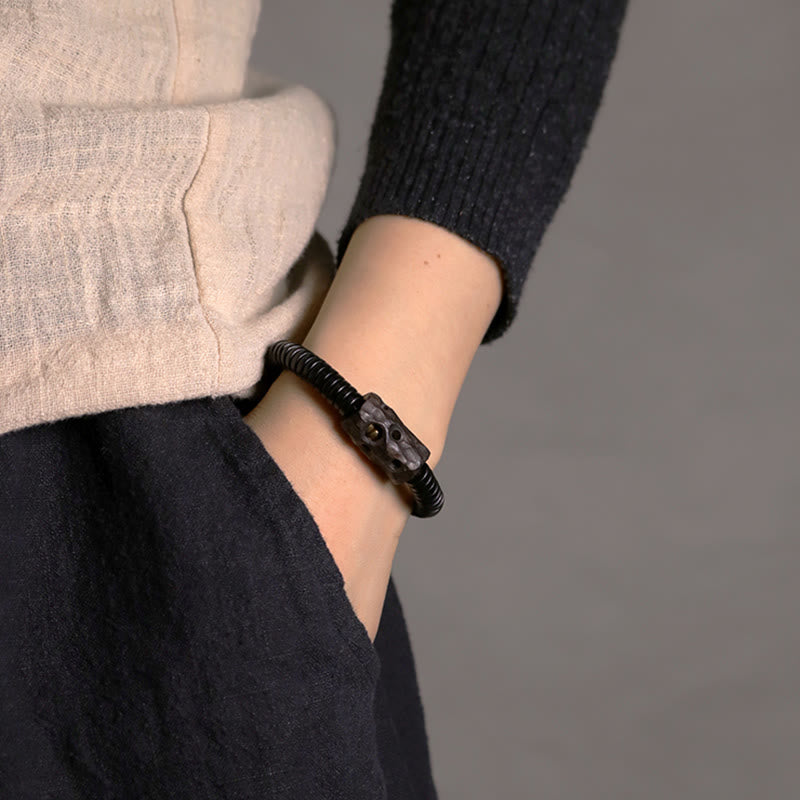 Nimara Ritual Ebony Wood Copper Brass Holey Balance Bracelet