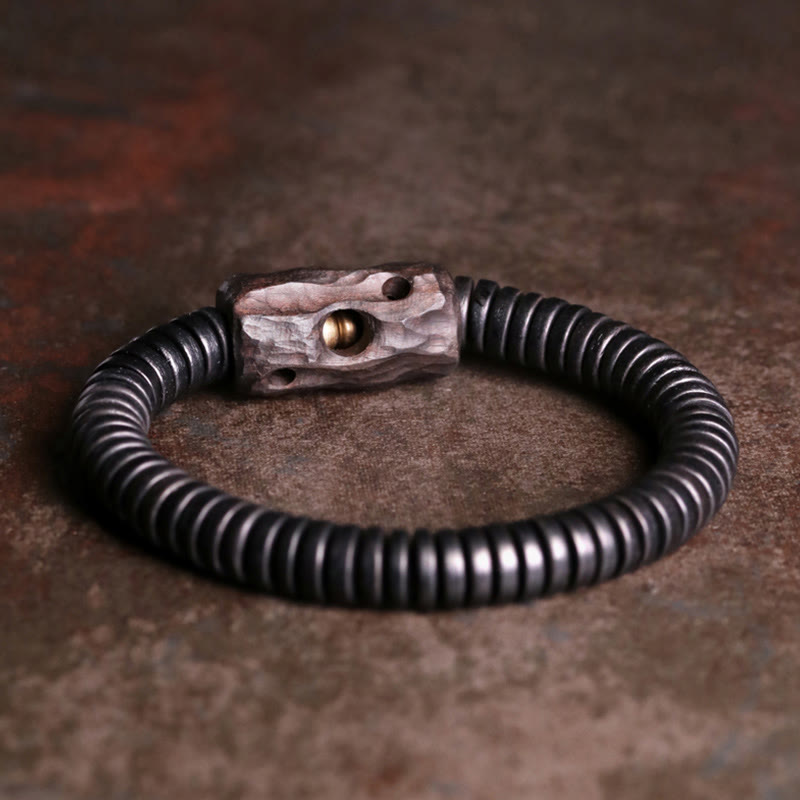 Nimara Ritual Ebony Wood Copper Brass Holey Balance Bracelet