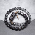 Nimara Ritual Ebony Wood Black Rutilated Quartz Copper Brass Double Wrap Balance Bracelet