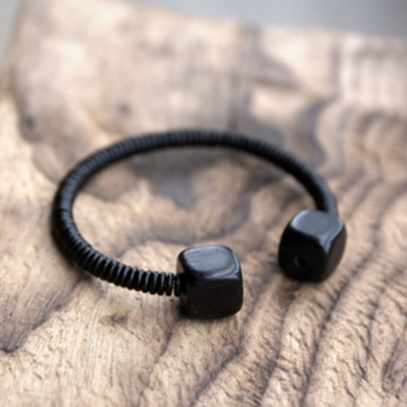 Nimara Ritual Ebony Wood Green Sandalwood Cube Balance Bracelet