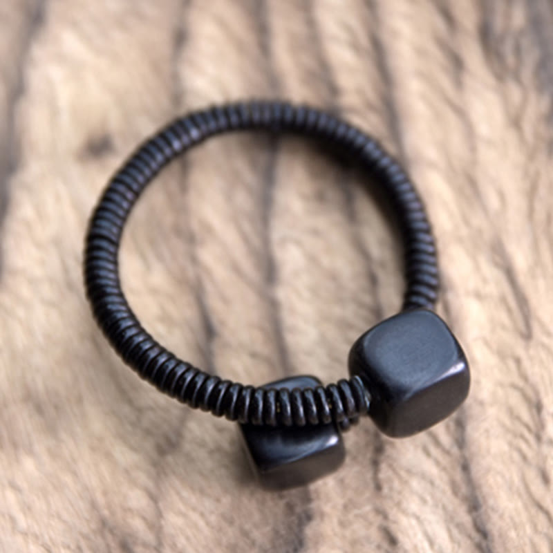 Nimara Ritual Ebony Wood Green Sandalwood Cube Balance Bracelet