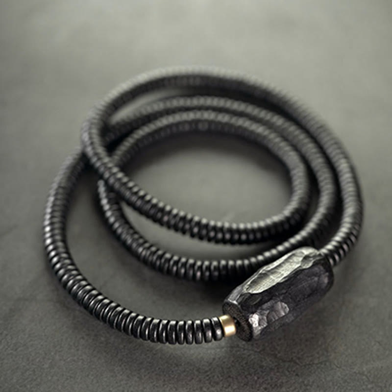 Nimara Ritual Ebony Wood Copper Brass Balance Triple Wrap Bracelet