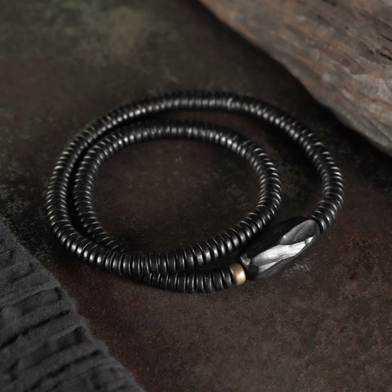 Nimara Ritual Ebony Wood Copper Brass Balance Triple Wrap Bracelet