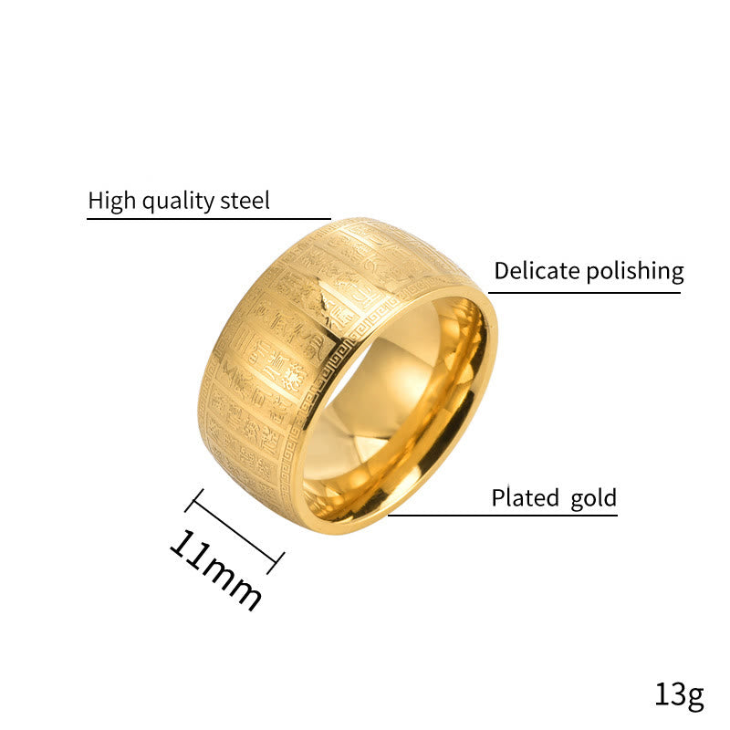 Nimara Ritual Chinese Characters Engraved Pattern Titanium Steel Balance Ring