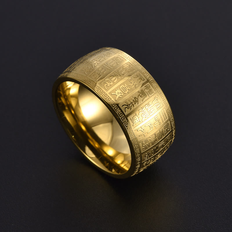 Nimara Ritual Chinese Characters Engraved Pattern Titanium Steel Balance Ring