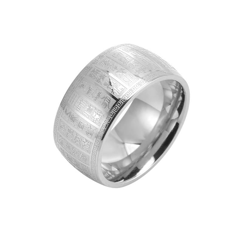 Nimara Ritual Chinese Characters Engraved Pattern Titanium Steel Balance Ring