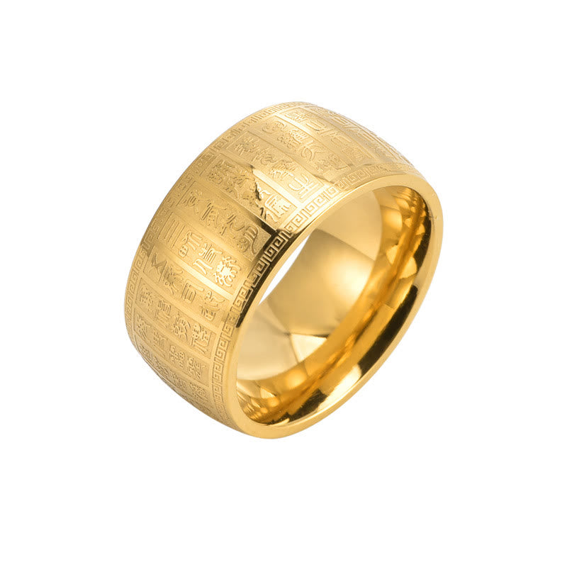 Nimara Ritual Chinese Characters Engraved Pattern Titanium Steel Balance Ring