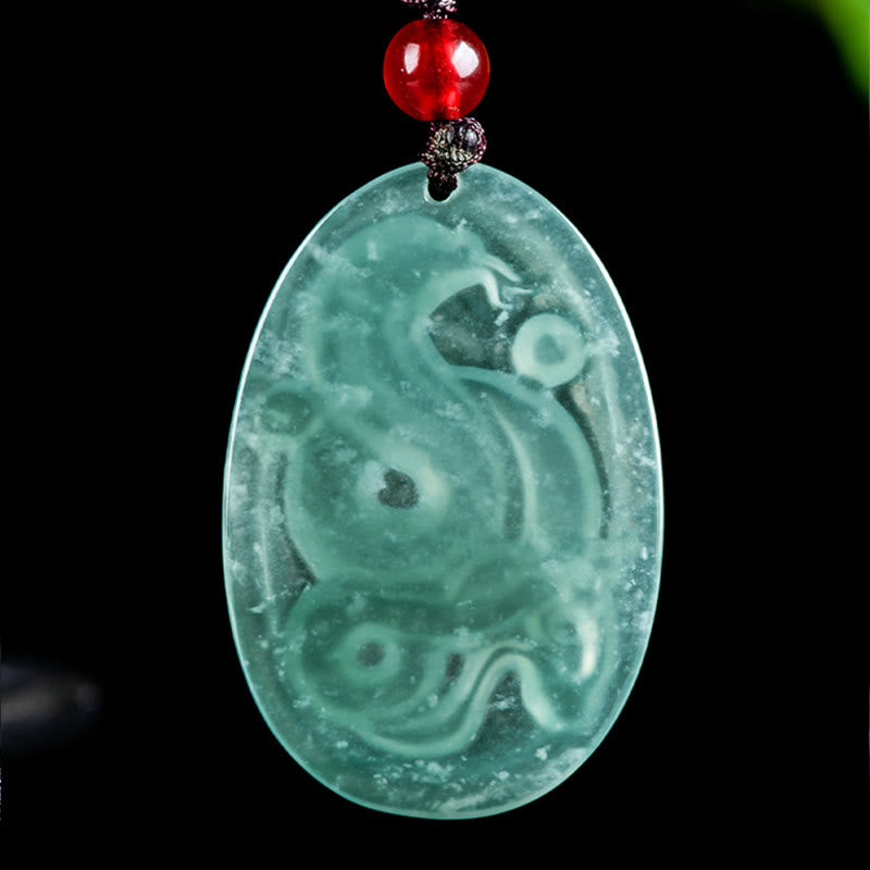 Nimara Ritual Natural Jade Oval Year Of The Snake Luck Necklace Pendant