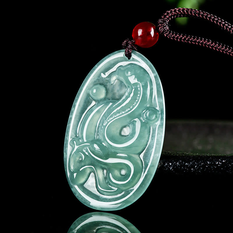 Nimara Ritual Natural Jade Oval Year Of The Snake Luck Necklace Pendant