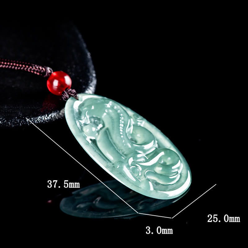 Nimara Ritual Natural Jade Oval Year Of The Snake Luck Necklace Pendant