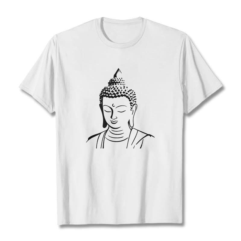 Nimara Ritual Buddha Head Pattern Cotton Tee T-shirt