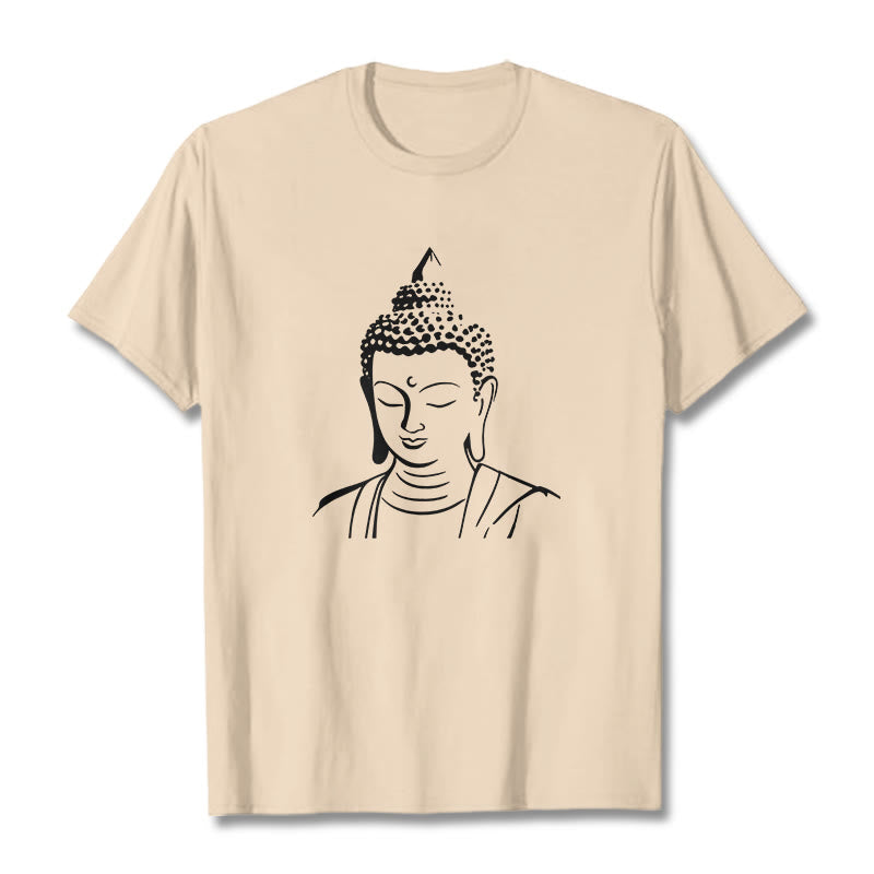 Nimara Ritual Buddha Head Pattern Cotton Tee T-shirt