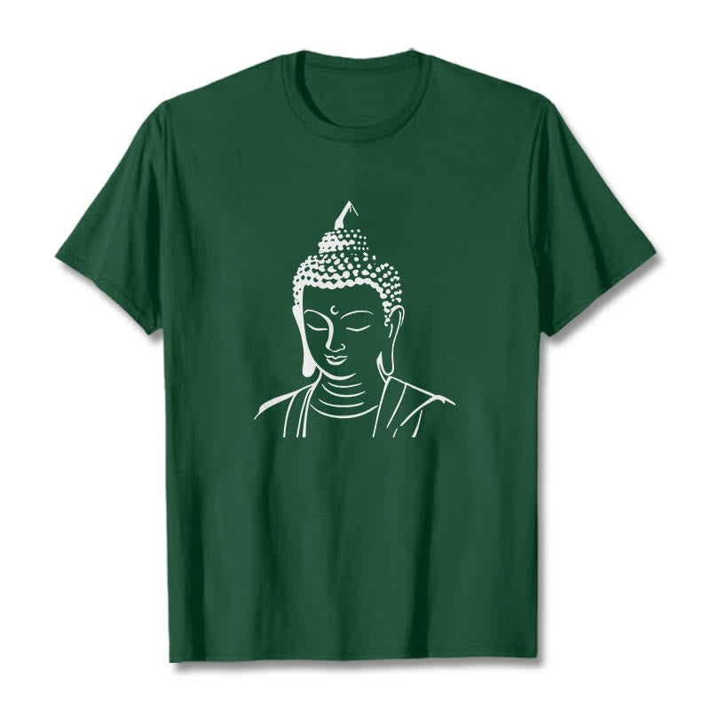 Nimara Ritual Buddha Head Pattern Cotton Tee T-shirt