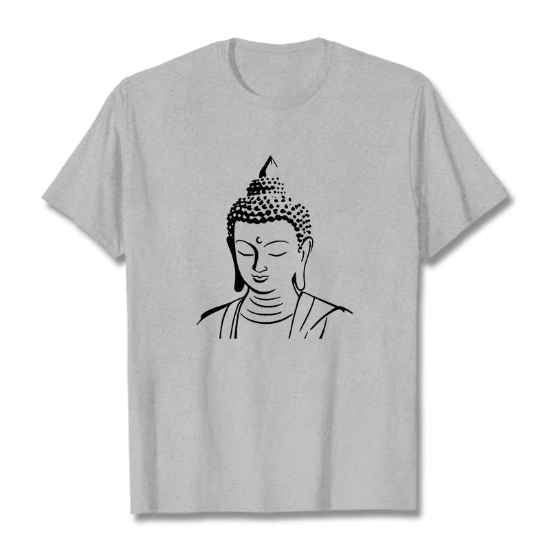 Nimara Ritual Buddha Head Pattern Cotton Tee T-shirt