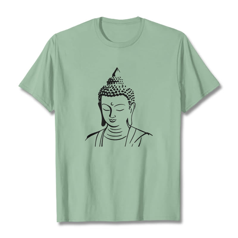 Nimara Ritual Buddha Head Pattern Cotton Tee T-shirt
