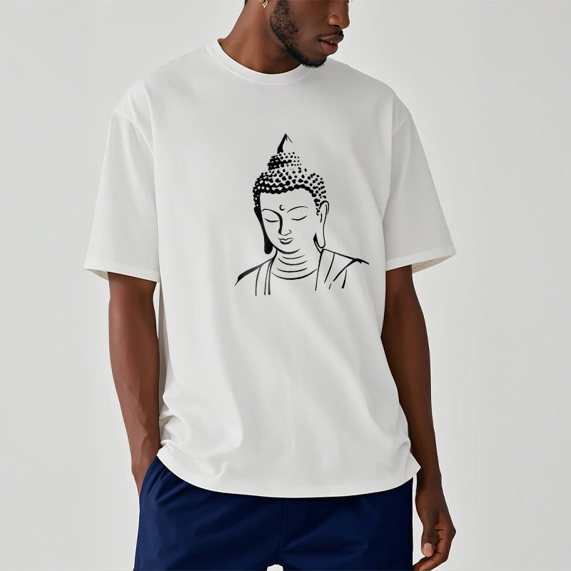 Nimara Ritual Buddha Head Pattern Cotton Tee T-shirt
