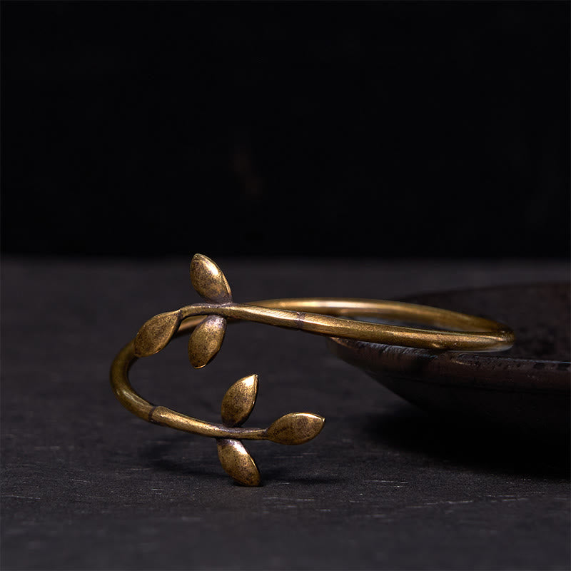 Nimara Ritual Lucky Clover Copper Brass Healing Bracelet Bangle