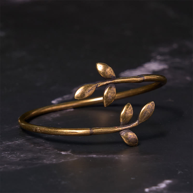 Nimara Ritual Lucky Clover Copper Brass Healing Bracelet Bangle