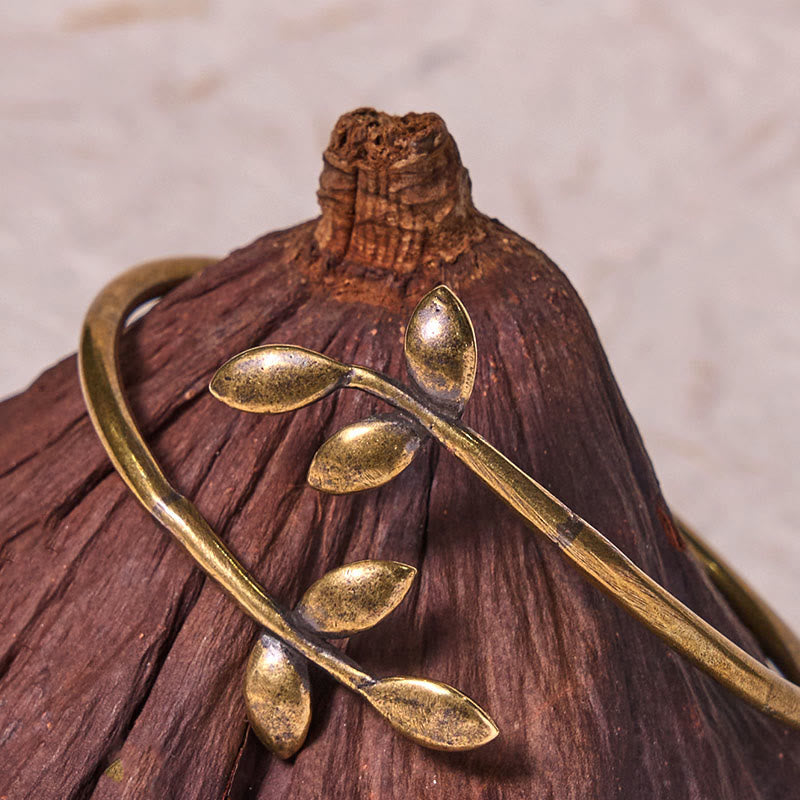 Nimara Ritual Lucky Clover Copper Brass Healing Bracelet Bangle