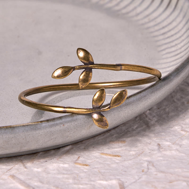 Nimara Ritual Lucky Clover Copper Brass Healing Bracelet Bangle