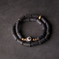 Nimara Ritual Vintage Lava Rock Three-eyed Dzi Bead Copper Brass Multi-turn Wrap Calm Bracelet