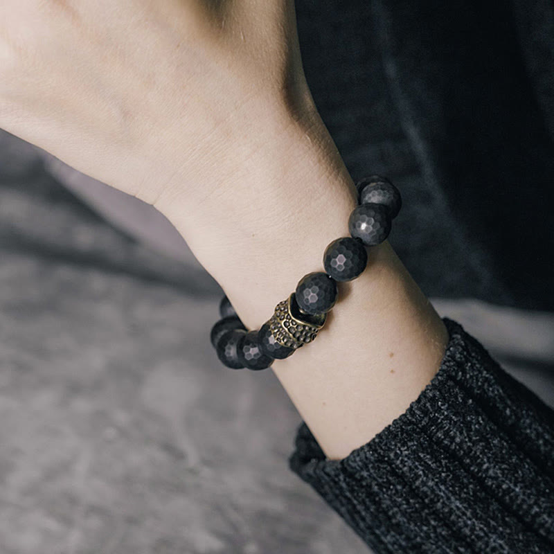 Nimara Ritual Matte Frosting Black Onyx Copper Brass Protection Bracelet