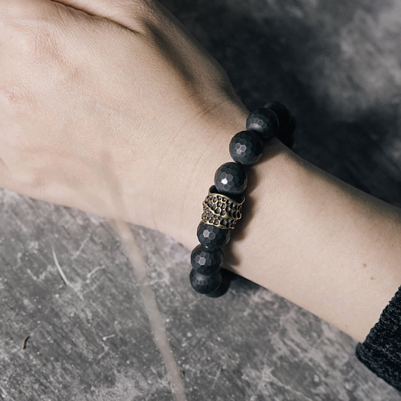 Nimara Ritual Matte Frosting Black Onyx Copper Brass Protection Bracelet