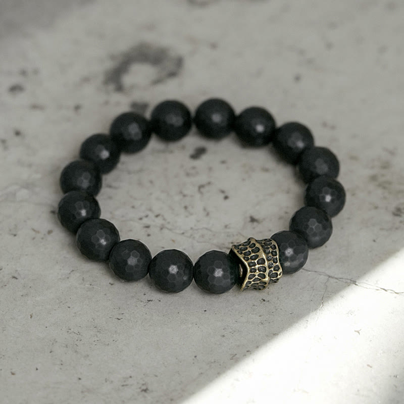 Nimara Ritual Matte Frosting Black Onyx Copper Brass Protection Bracelet