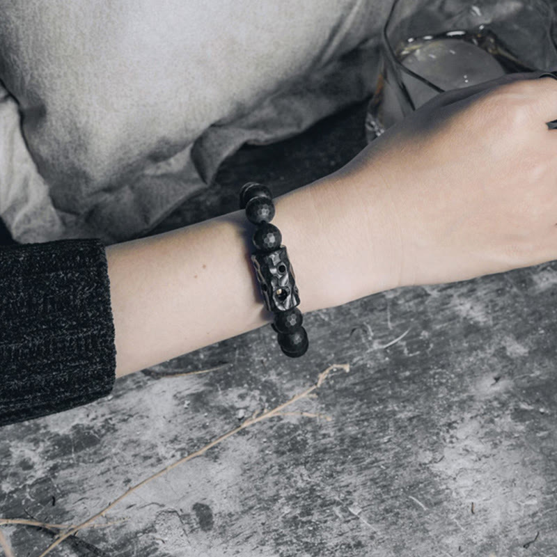 Nimara Ritual Matte Frosted Surface Black Onyx Ebony Protection Bracelet