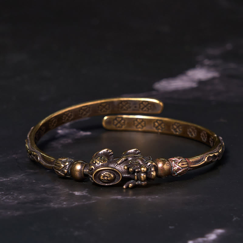 Nimara Ritual Pi Xiu Carrying Coin Ingot Copper Brass Luck Wealth Bracelet Bangle