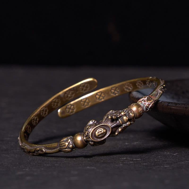 Nimara Ritual Pi Xiu Carrying Coin Ingot Copper Brass Luck Wealth Bracelet Bangle
