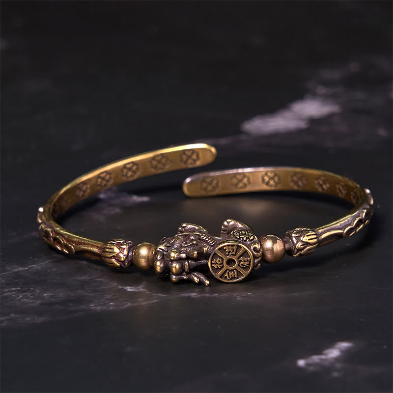 Nimara Ritual Pi Xiu Carrying Coin Ingot Copper Brass Luck Wealth Bracelet Bangle