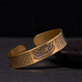 Nimara Ritual Heart Sutra Lotus Flower Copper Brass Peace Cuff Bracelet Bangle