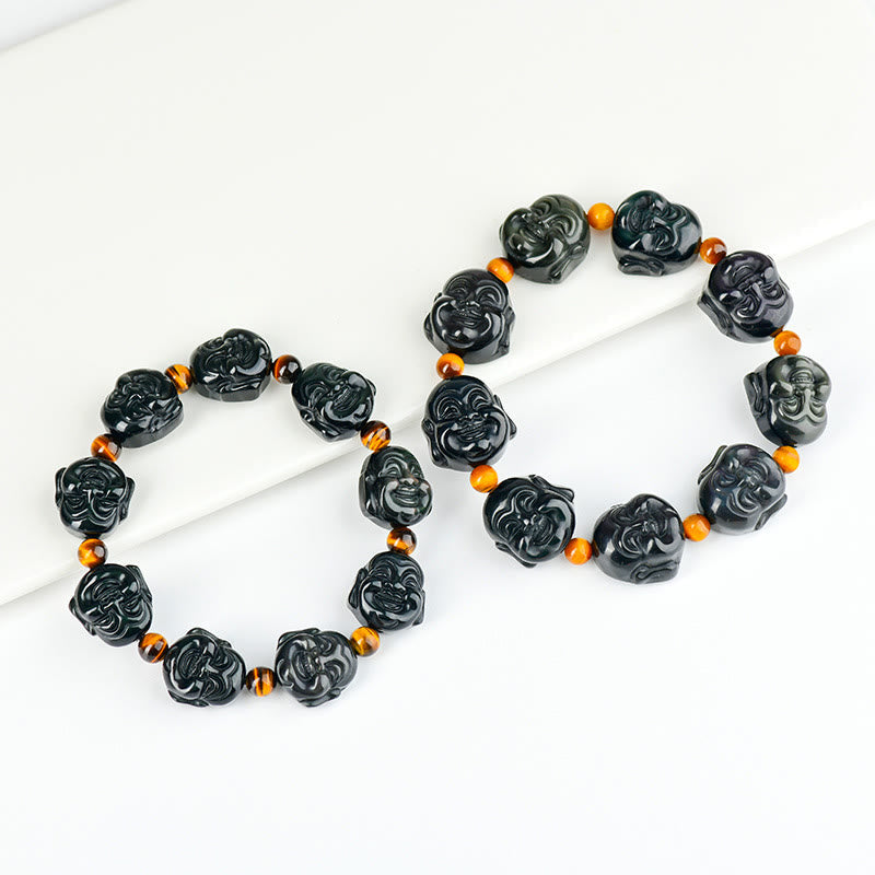 Nimara Ritual Rainbow Obsidian Laughing Buddha Positive Transformation Bracelet