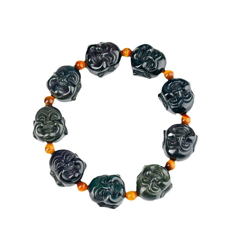 Nimara Ritual Rainbow Obsidian Laughing Buddha Positive Transformation Bracelet