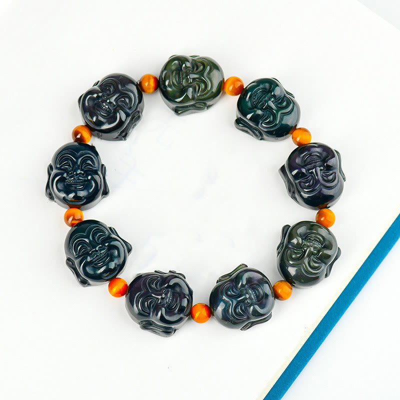 Nimara Ritual Rainbow Obsidian Laughing Buddha Positive Transformation Bracelet