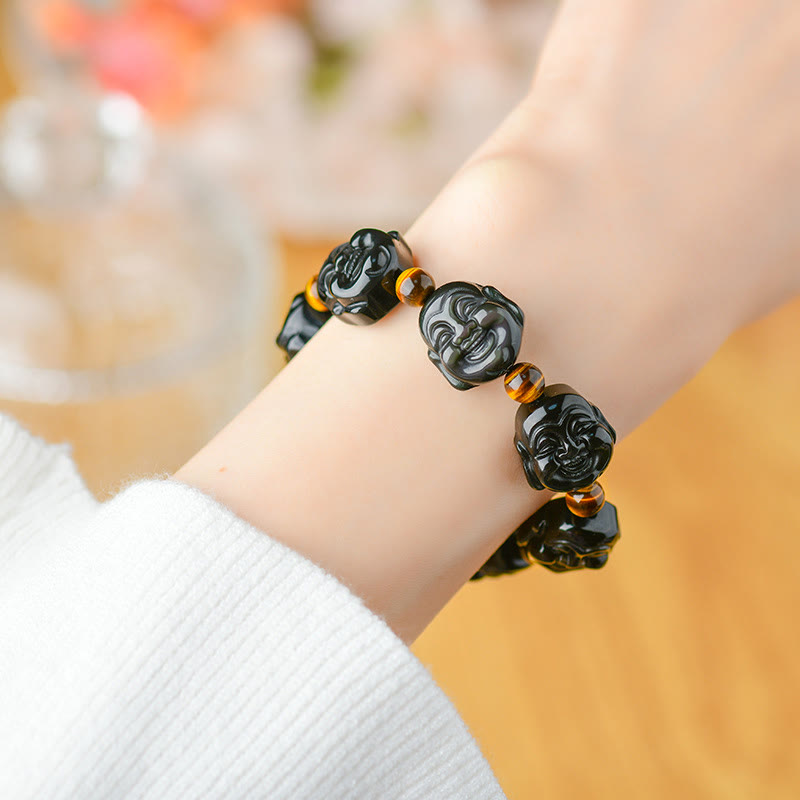 Nimara Ritual Rainbow Obsidian Laughing Buddha Positive Transformation Bracelet