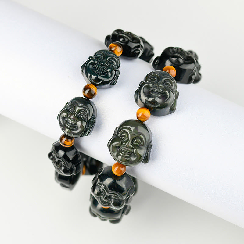 Nimara Ritual Rainbow Obsidian Laughing Buddha Positive Transformation Bracelet