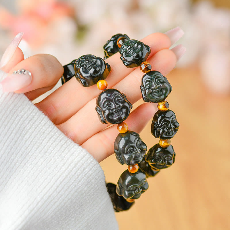 Nimara Ritual Rainbow Obsidian Laughing Buddha Positive Transformation Bracelet