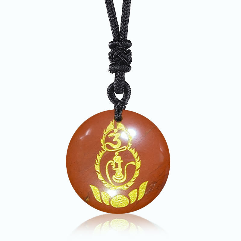 Nimara Ritual Gourd Lotus Pedestal Pattern Vajra Protection Mantra Natural Various Crystal Black Obsidian Fulfilment Necklace Pendant