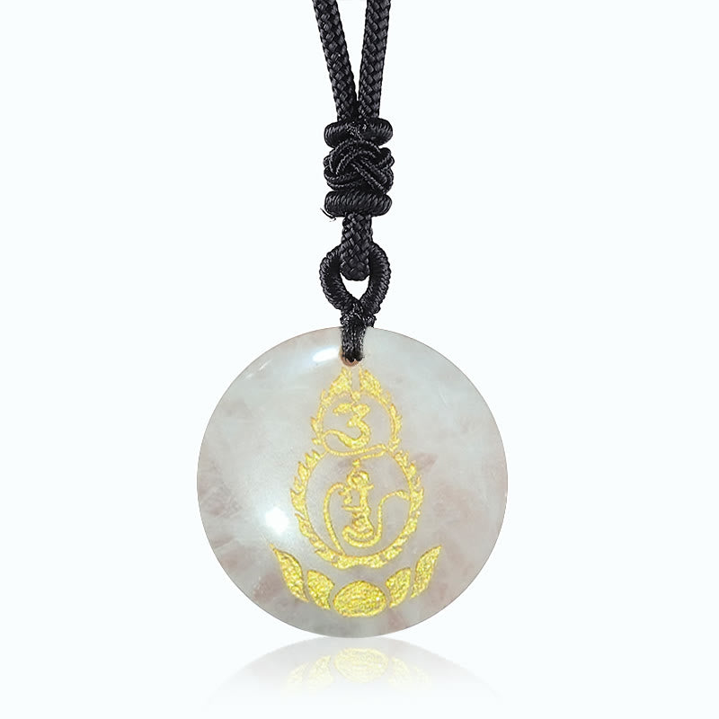 Nimara Ritual Gourd Lotus Pedestal Pattern Vajra Protection Mantra Natural Various Crystal Black Obsidian Fulfilment Necklace Pendant