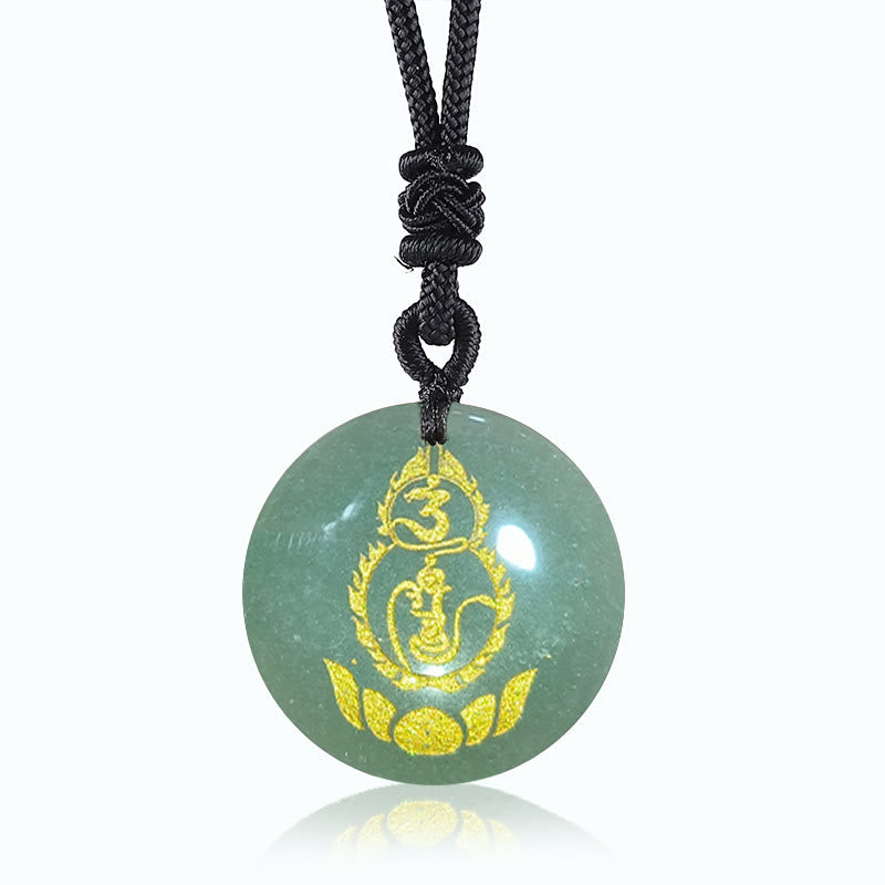 Nimara Ritual Gourd Lotus Pedestal Pattern Vajra Protection Mantra Natural Various Crystal Black Obsidian Fulfilment Necklace Pendant