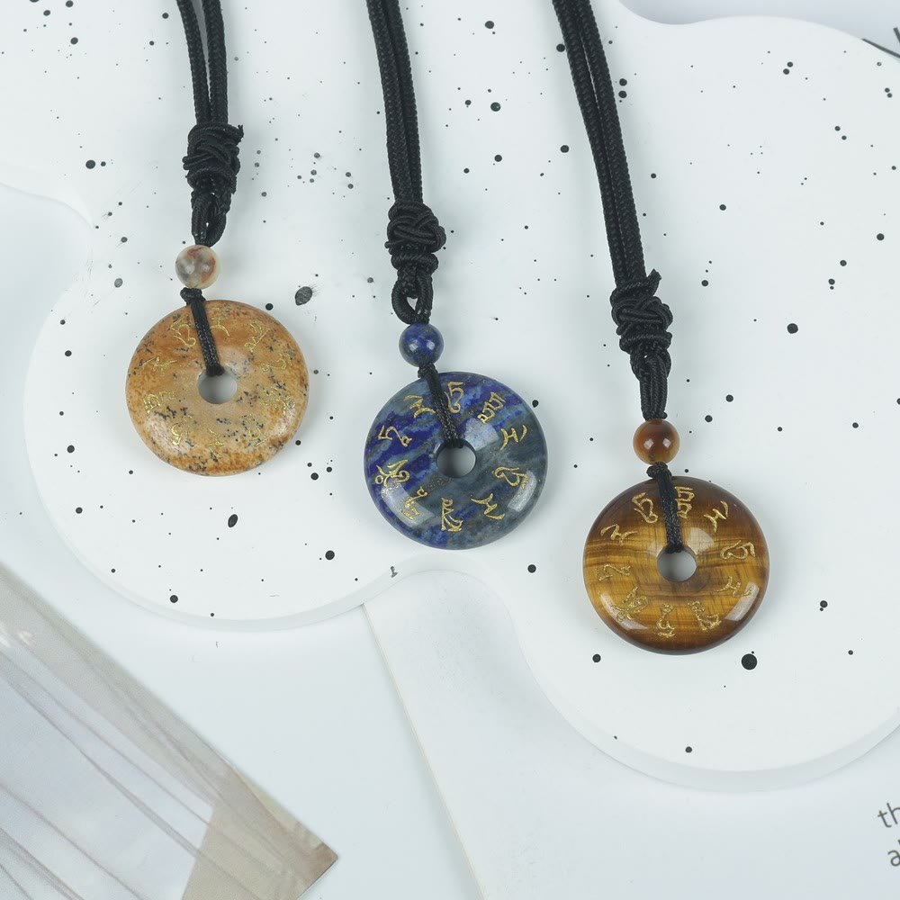 Nimara Ritual Green Tara Mantra Natural Various Crystal Black Obsidian Fulfilment Necklace Pendant