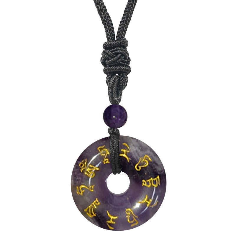 Nimara Ritual Green Tara Mantra Natural Various Crystal Black Obsidian Fulfilment Necklace Pendant